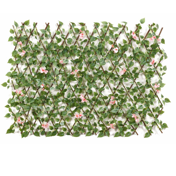 Раздвижная изгородь NA2658 маленький лист розовые цветы120*250см (30)