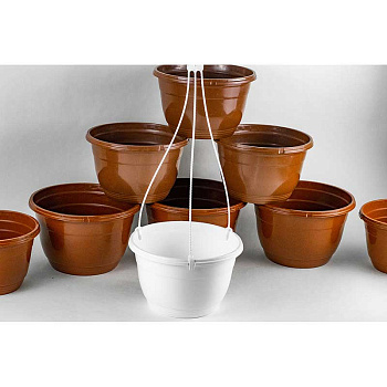 Кашпо подвесное  твердое 5л коричневый без подвеса АМИНА х100