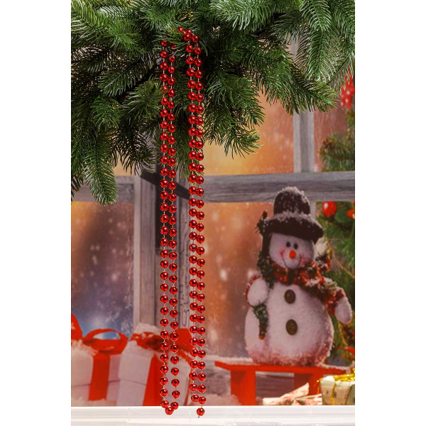 Цепь новогодняя Т181-3 1,8м Шарик d-1см Красный х336