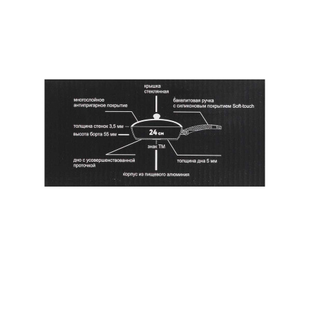 Сковорода Гардарика 24 см антипригарное поерытие1024-14-01-10