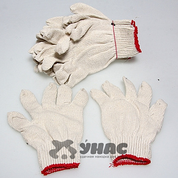 Перчатки х/б без ПВХ уплотненные 7,5 класс 6 нитей 64 грамм х10