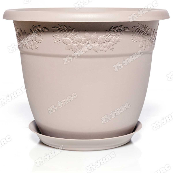 Кашпо РЯБИНА 310мм 10л с подст.французский серый М3058 (10) 