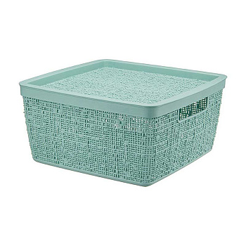 Коробка БЯЗЬ с крышкой 28х28х14 8л Морская Волна М2326