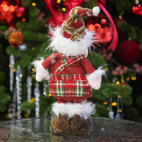 Фигура новогодняя AKK014A Дед Мороз 30-40см телескопические ноги, белый с красным