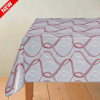 Клеенка 140*20 ДЕКОРАМА 152D принт красные волны на сером Турция