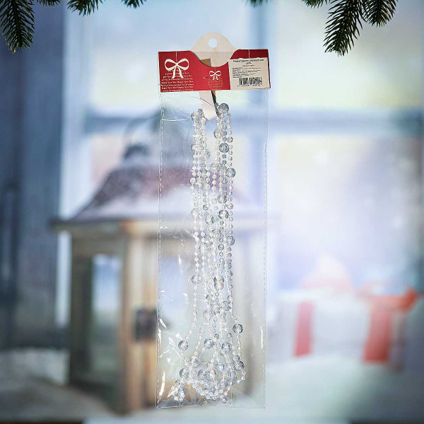 Цепь новогодняя T200-1 2.7 м Шарики прозрачные (288)