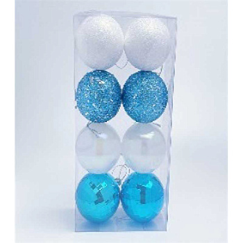 Набор елочных украшений JT25-A2237 6 см 8 шт Шары бело-голубые