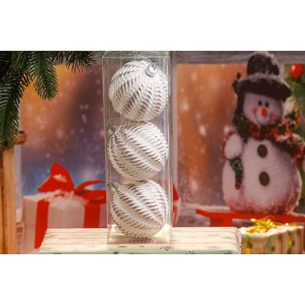 Шар А9-12015W+РР8 3шт 8см "Полоса"бело-розовый металл (96)