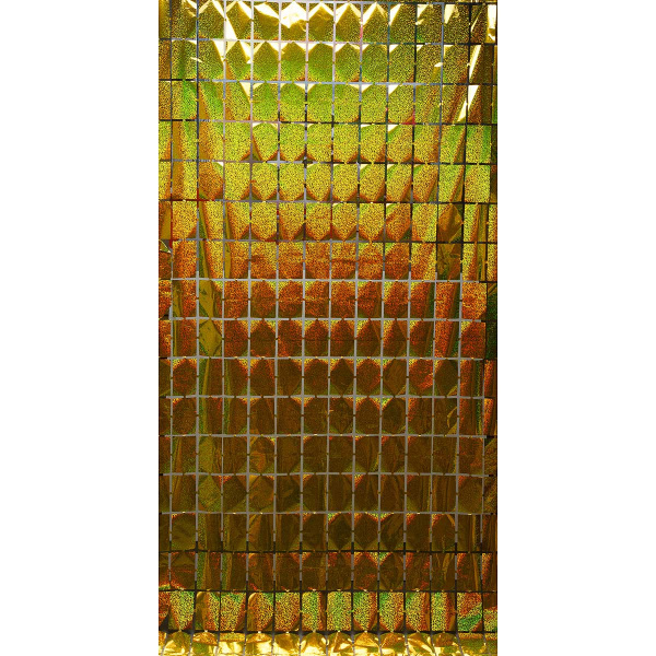 Занавес 9222-23-1 из фольги "Прямоугольник" 1*1,8м Золотой  (600)