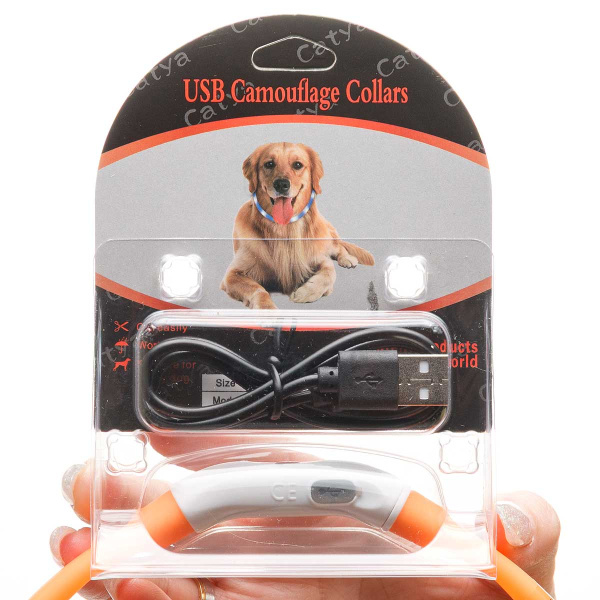 Ошейник 70*1,5см свет-ся 3реж микс USB NA2616 (144