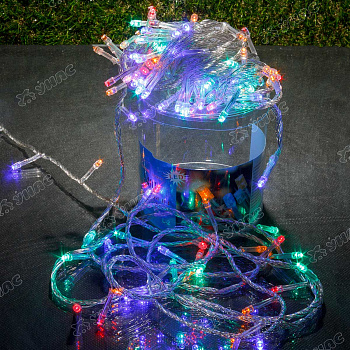 Гирлянда LED L-2-6 140 ламп прозрачный провод соединение цветной