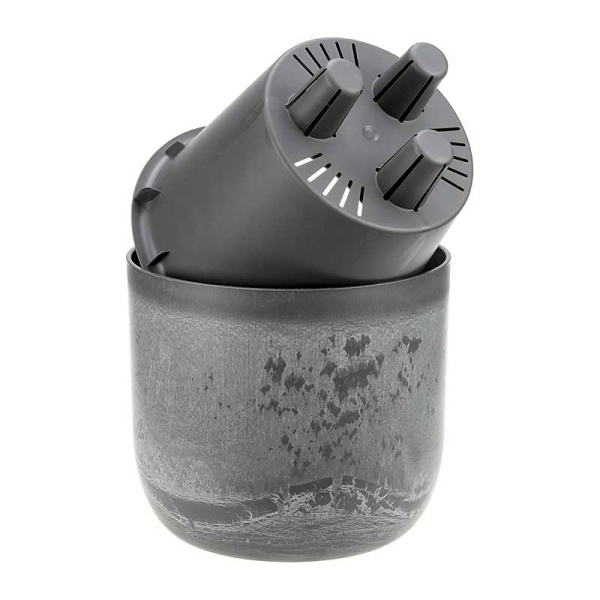 Кашпо МИКРИТ D150мм 1л со вставкой серый слайн М3264 х12 