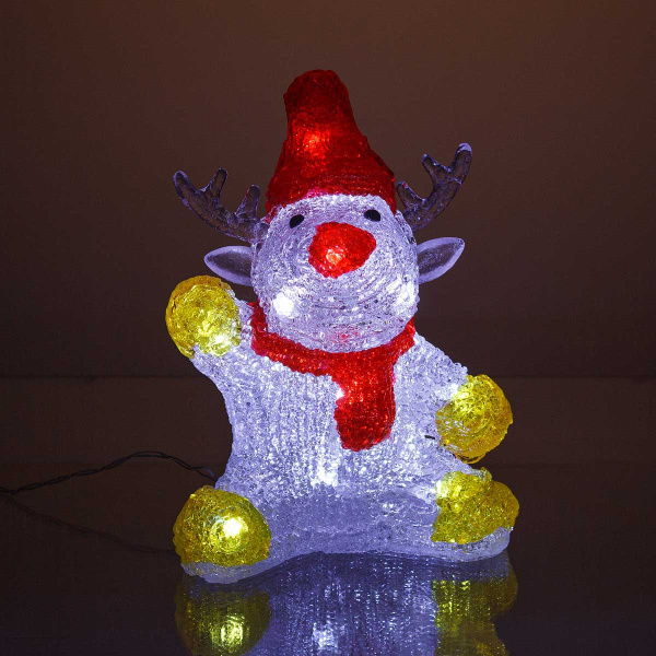 Фигурка новогод. Лосик светодиодная 20см, (на батарейках, в комплект не входят) 20-13-11 (24)