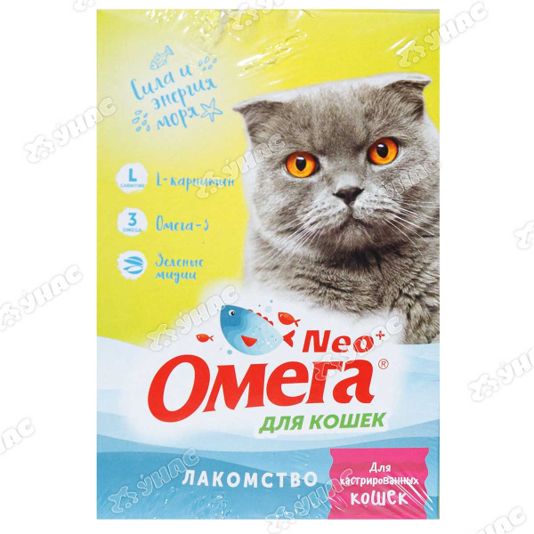 ОМЕГА Neo+ Лакомство для кастрированных кошек 90 таблеток Сила и энергия моря