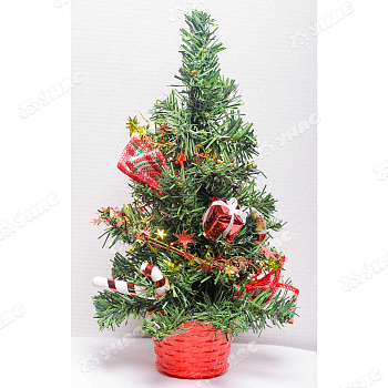 Елка настольная 30см в корзинке, красная МВ-19В1201М(72)