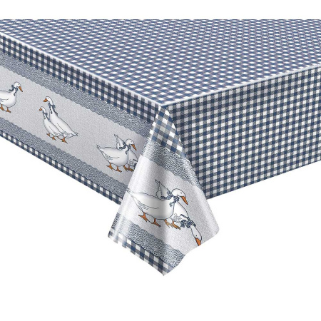 Клеенка нетканая основа 135*20  ПЕРФЕКТ 635/1 Гуси синий Тверь