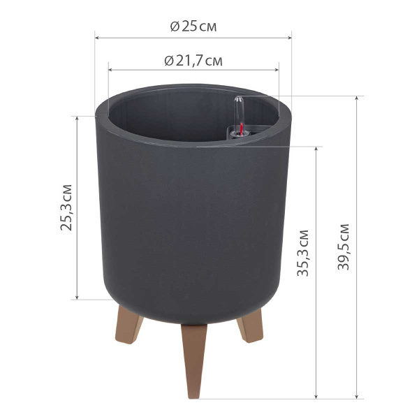 Кашпо ФЛОРИАН высокое D 250 мм 11 л с автополивом белый ротанг М3157 х3 