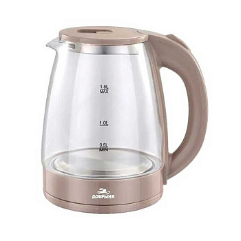 Электрический чайник Добрыня 1,8 л 1800 Вт стекло бежечвый DO-1254В