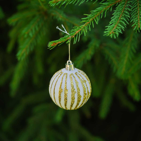 Набор елочных украшений 6RDC4-H82-1 5 см 4 шт Шары Бархат белый