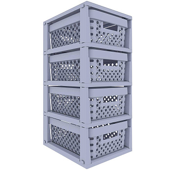 Стеллаж UNIQUM 4 секции серый корзина Eternity Р6022СЕР х1