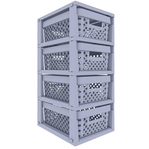 Стеллаж UNIQUM 4 секции серый корзина Eternity Р6022СЕР х1