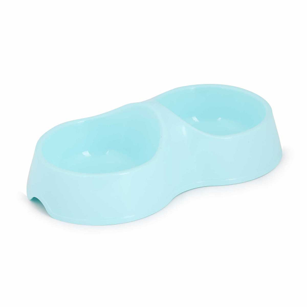 Миска для кошек 0,2л двойная голубой БШ8273 х34