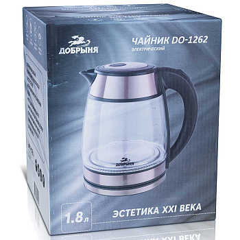 Эл. чайник Добрыня 1,8л 1800Вт стекло медь DO-1262 х12