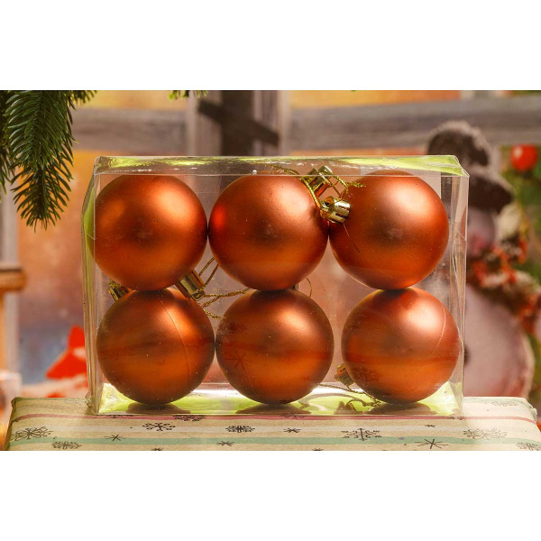 Шар Р63 6см 6шт(матовый)бронза(120)