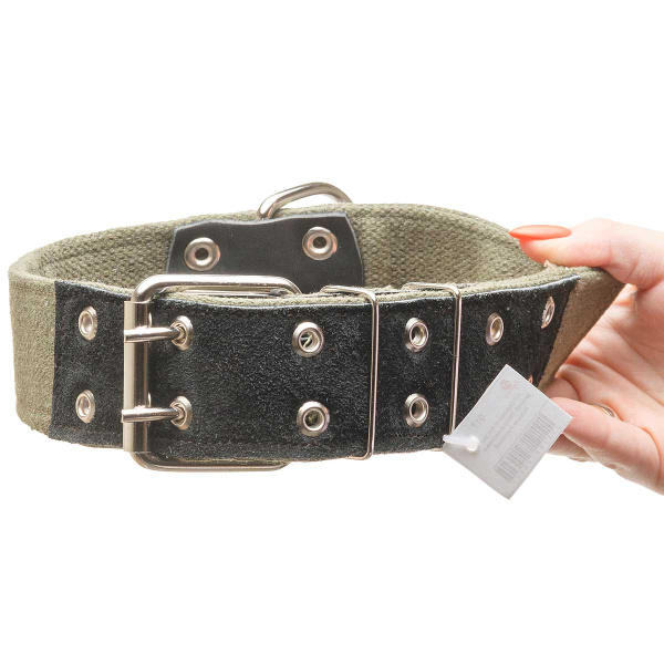 Ошейник брезент ширина 45 мм, двойной 75 см с вынесенным кольцом усиленный