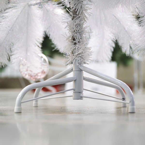 Елка HJ150-77 150 см БЕЛАЯ С ГОЛУБЫМ 100 веток пластиковая подставка