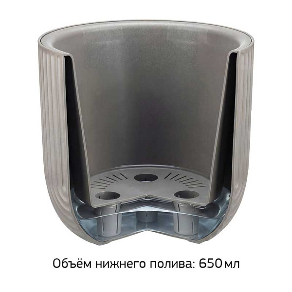 Кашпо РАМОНА D180мм 1,9л со вставкой французcкий серый М3261 х15 