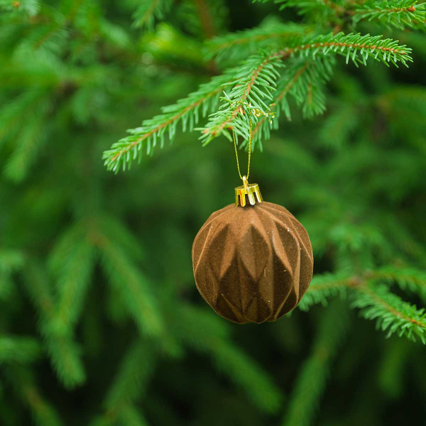 Набор елочных украшений LN09-6 6 см 12 шт Шары БАРХАТ