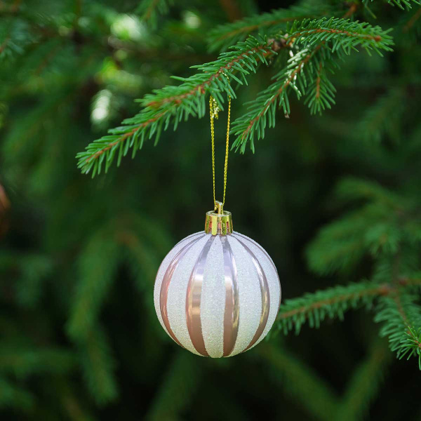 Набор елочных украшений LN36-K-7 5 см 12 шт Шары розовое золото