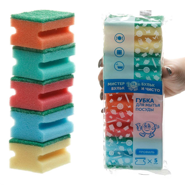 Губка для посуды Мистер Бульк Профи 5шт МБ 113 х40