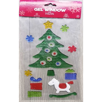 Наклейка на стекло А95 Елка с лошадкой 15*25