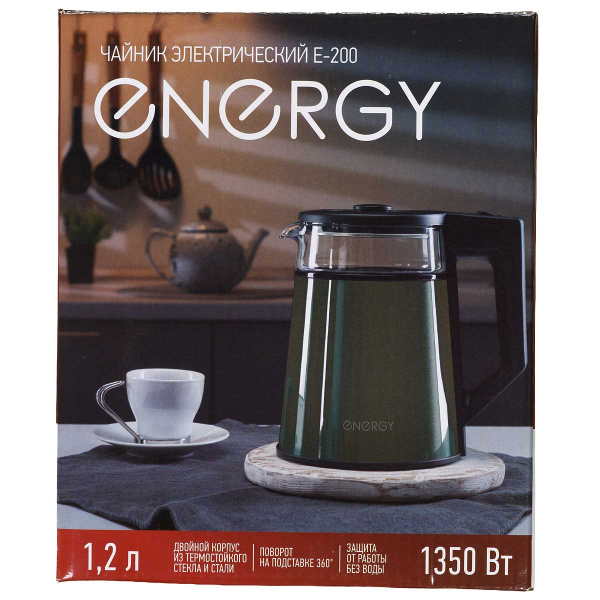 Электрический чайник ENERGY E-200 1,2 л стекло cерый