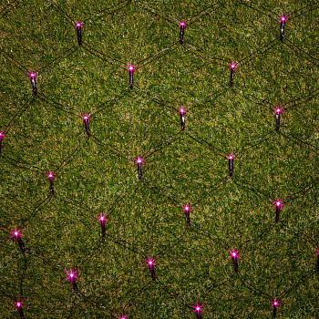 Гирлянда светодиодная СЕТКА  РОЗОВЫЙ/1,3м*1,3м, 132 лампочек, черный провод/