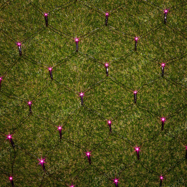 Гирлянда светодиодная СЕТКА  РОЗОВЫЙ/1,3м*1,3м, 132 лампочек, черный провод/