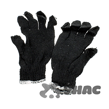 Перчатки х/б без ПВХ черные 10 класс 3 нити 30 грамм x10