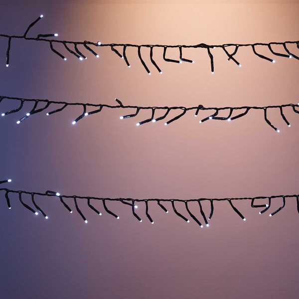 Гирлянда LED LLN-19 800ламп длина 16м Холодный белый, черный провод Лампочка "ИГОЛОЧКА" (40)