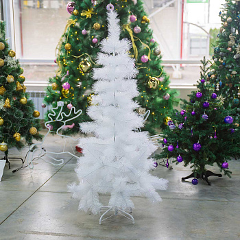 Елка HJ150-77 150 см БЕЛАЯ С ГОЛУБЫМ 100 веток пластиковая подставка