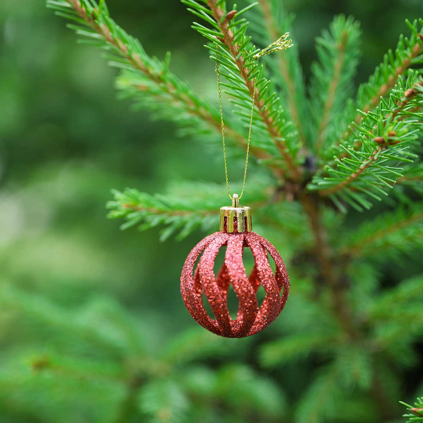 Набор елочных украшений 4ABCDK24-H19-3 4 см 24 шт Шары Красные с белым