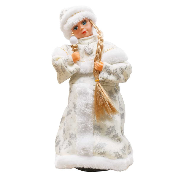 Снегурочка 40см СК-46 белая шуба (муз)(24)