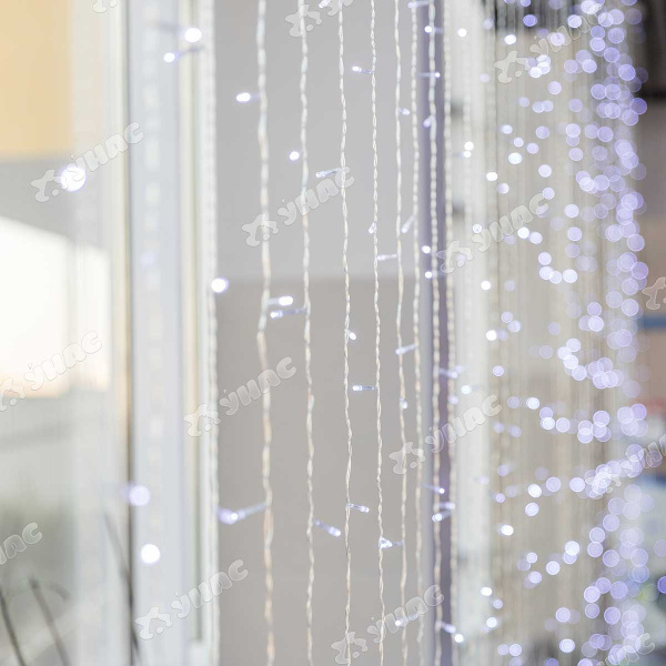 Гирлянда штора LED LС-2-2 200 лампочек, прозрачный провод 2*2 м холодный белый
