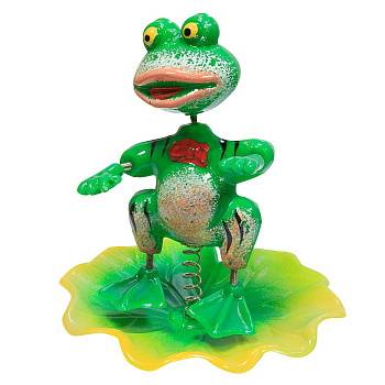 Штекер садовый Лягушка на листе на пружинке NA1492 10*12см (288)