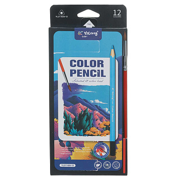 Карандаши цветные 12 цветов акварельные + 1 кисть YL211025-12