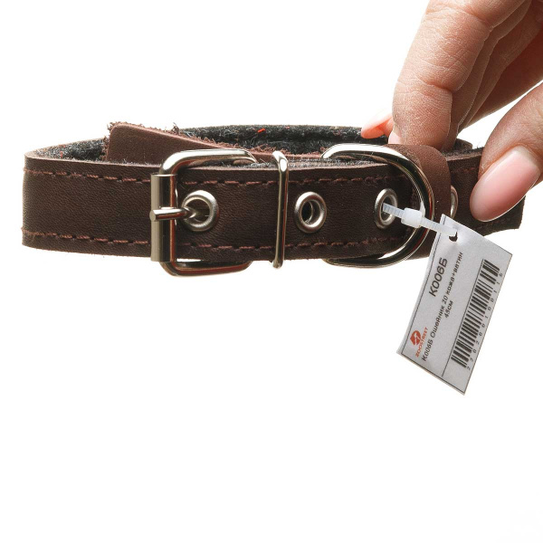 Ошейник кожа+ватин ширина 20 мм длина 45 см