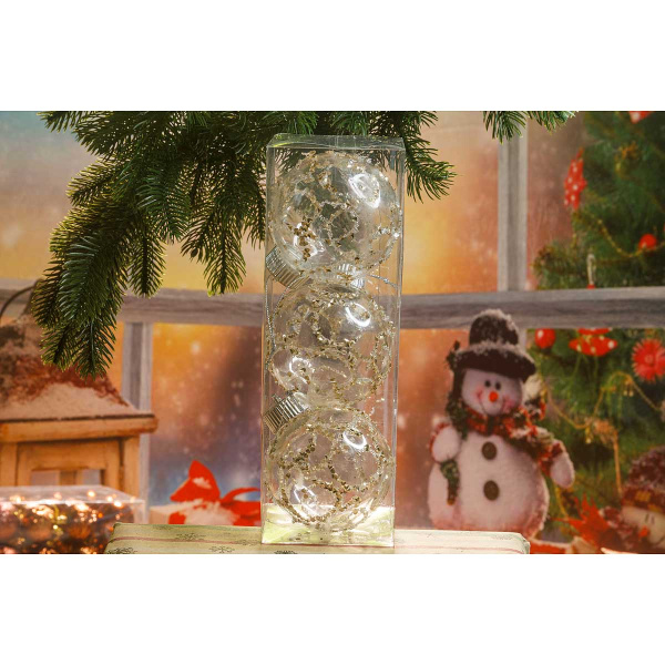 Шар А2-10045CH8 3шт 8см "Завиток"прозрачный(96)