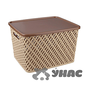 Корзина "Плетенка" 350*290*225 с крышкой Бежевый БШ3552