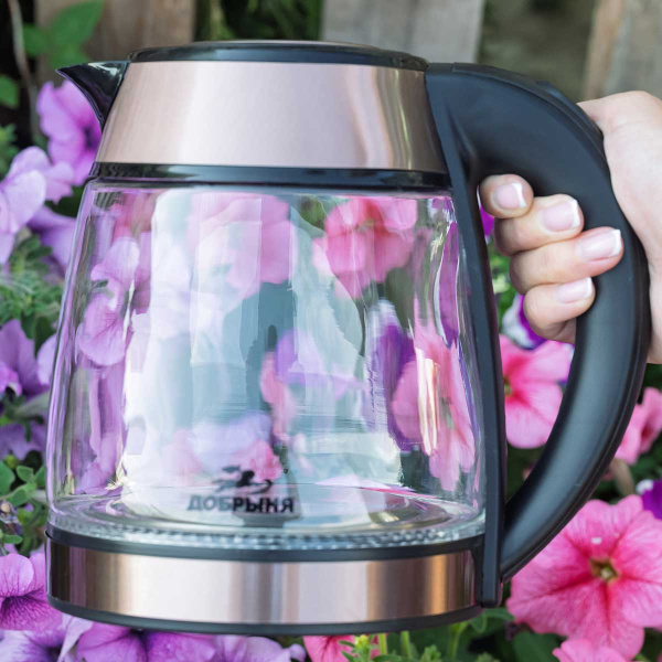 Эл. чайник Добрыня 1,8л 1800Вт стекло DO-1262 медь
